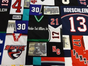 quilt top close up - show laces and photo transfers